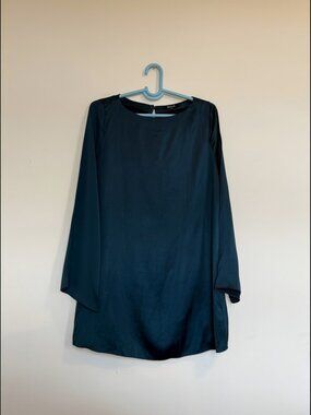 Madewell Dark Teal Satin Mini Dress Long Sleeve Size M